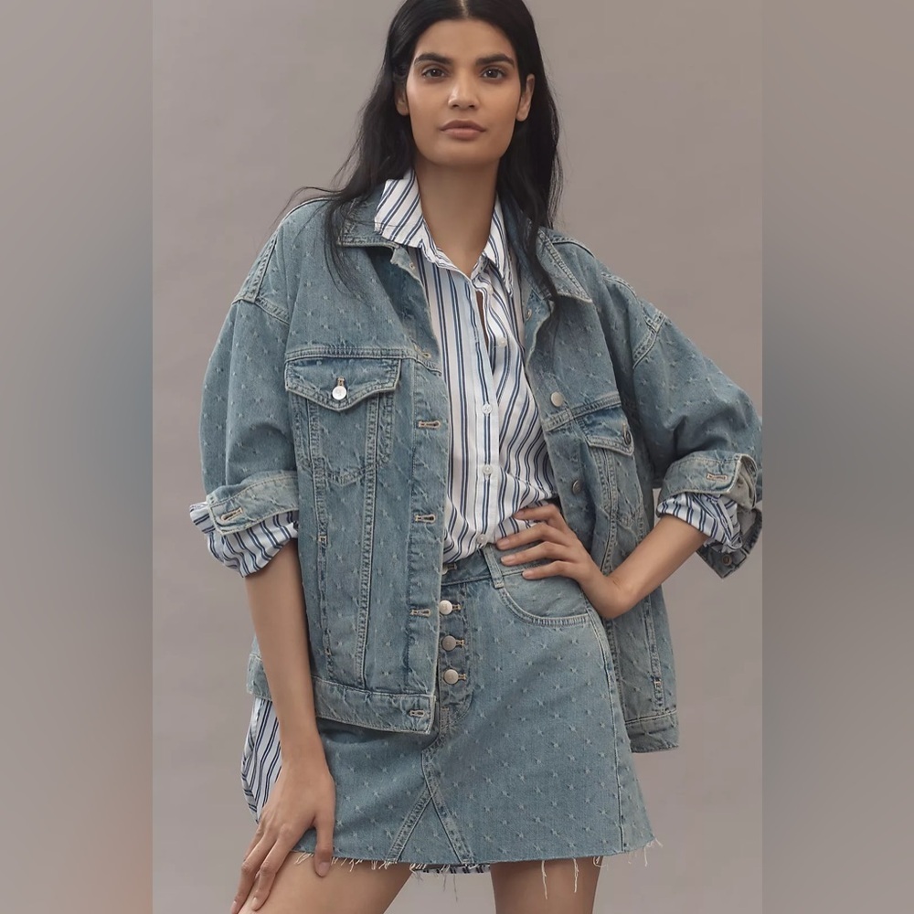 NWT! Anthropologie Pilcro Jacquard Denim Mini Skirt - Multiple 🎤